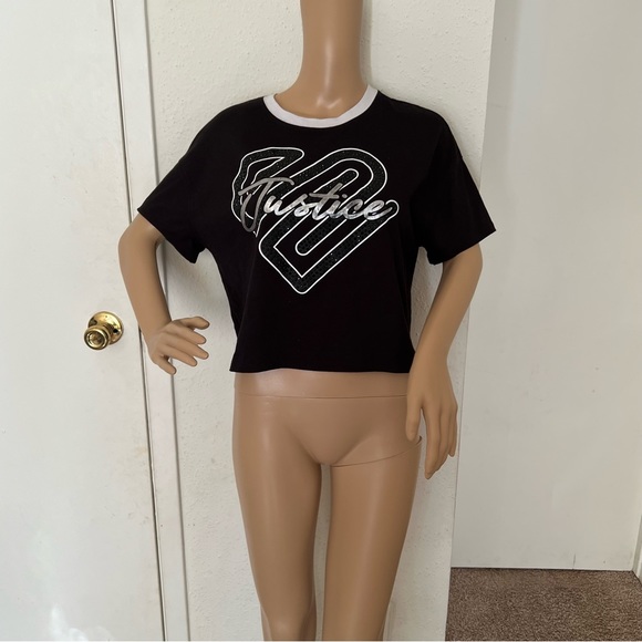 Women’s Justice Active Cropped T-SHIRT Black - Picture 4 of 5